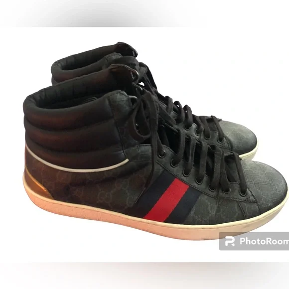 Gucci | Shoes | Gucci Ace Gg High Top Black Mens Active  display picture 2